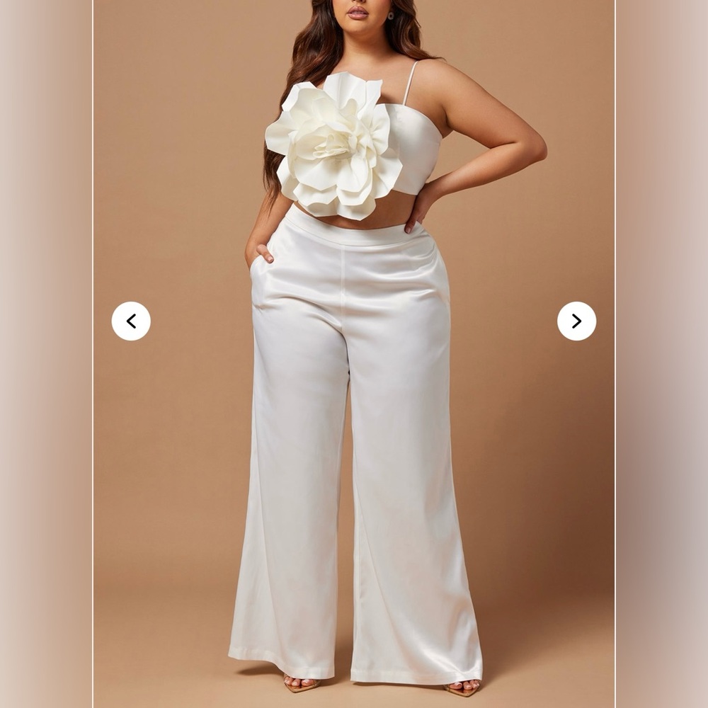 Elegant White Jumpsuit with Floral Detail